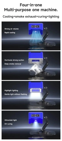 Lampa UV FUL-4, 4w1: UV, oświetlenie LED, wentylator i odciąg dymu, Mechanic