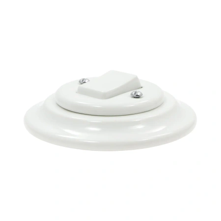 Włącznik światła krzyżowy ceramiczny, okrągły z ramką, biały, Ceramic Loft