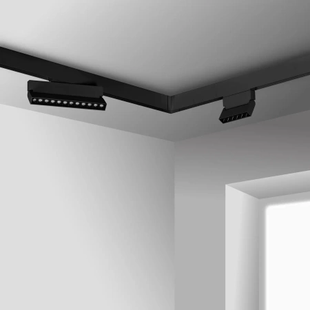 Łącznik kątowy do szyny magnetycznej poziomy natynkowy czarny M-LINE