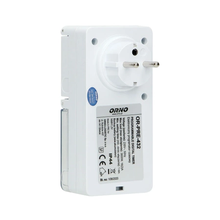 Elektroniczny programator czasowy IP44, 8 programów, ORNO PRE-432