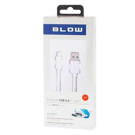 Kabel USB-A - USB-C, 2 m, biały, Blow
