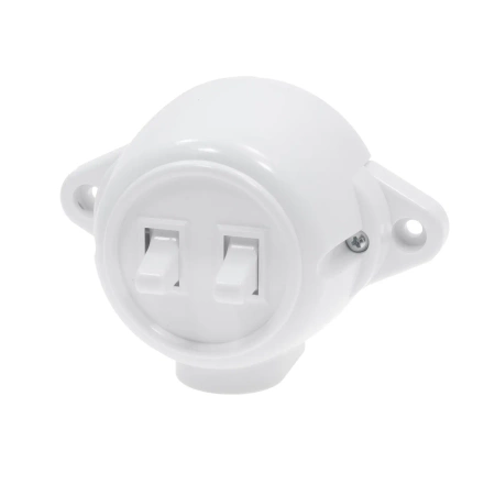 Włącznik światła podwójny, montaż natynkowy, kolor biały, seria Retro PRL