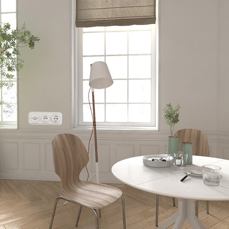 Włącznik światła pojedynczy kołyskowy ceramiczny, okrągły z ramką, podtynkowy biały Ceramic Loft