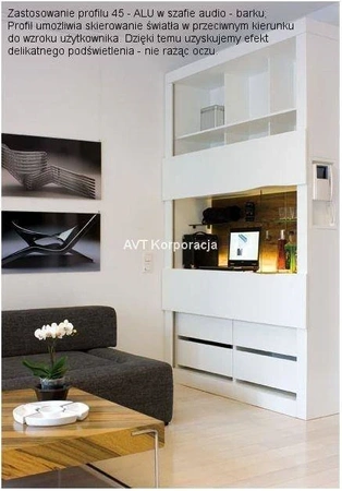 Profil 45-ALU, aluminium, osłonka przezroczysta, 1m