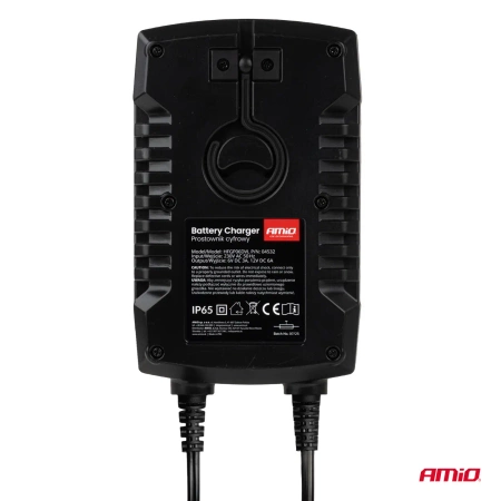 Prostownik AMiO cyfrowy AGM GEL STD LiFePo4 max 6A 6/12V PRO HOOK AMIO-04532