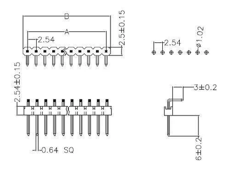 Listwa kołkowa 1x40 kątowa niska