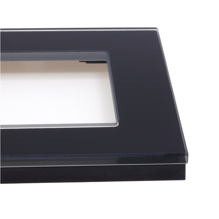 Włącznik światła + gniazdko elektryczne z ramką szklaną podwójną - czarny - Tawoia Glass
