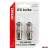 Żarówki LED P21/5W BAY15D czerwone stop-pozycja, 12/24 V, 15 diod SMD 3030, 2 szt. - AMiO 05004