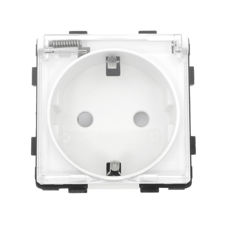 Gniazdo elektryczne Schuko IP44 z klapką - szklana ramka - białe - Tawoia Glass
