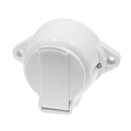 Gniazdo elektryczne bryzgoszczelne IP44 z klapką, montaż natynkowy, kolor biały, seria Retro PRL