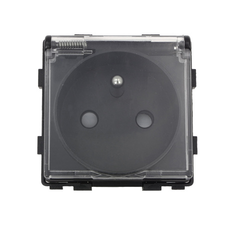 Gniazdo elektryczne IP44 z klapką - szklana ramka - czarne - Tawoia Glass