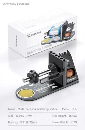 Podstawka pod lutownice RS5 Mechanic z uchwytem na cynę i groty. Organizer ze stopu aluminium