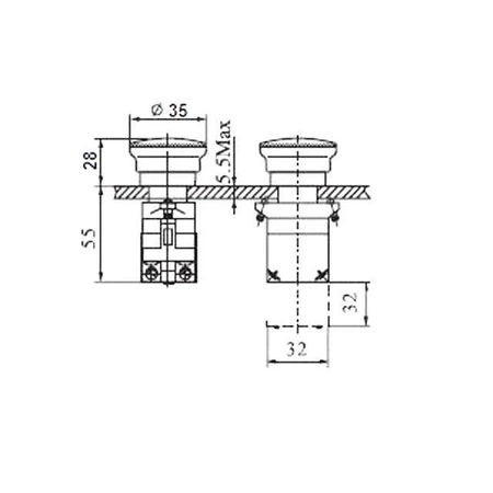 Przycisk bezpieczeństwa grzybek 35mm SA38-11Z