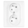 Gniazdo elektryczne podwójne z uziemieniem, montaż podtynkowy, kolor biały, EMOS A6001.1