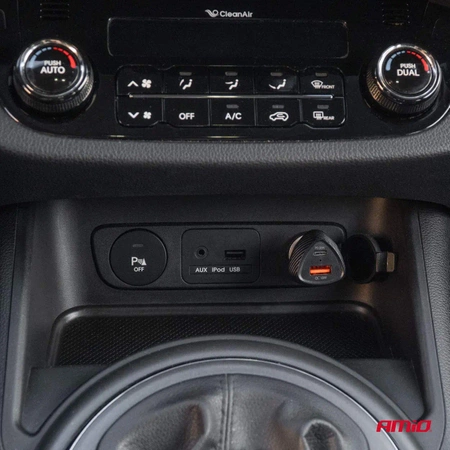 Ładowarka samochodowa QC+PD 38W USB-A + USB-C szybkie ładowanie AMIO-04283