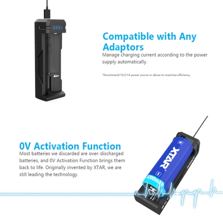 Ładowarka szybka do akumulatorów cylindrycznych Li-ion 18650 Xtar SC1