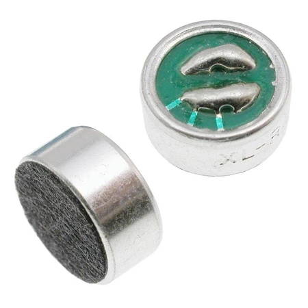 Mikrofon pojemnościowy elektretowy 9,7 × 5 mm, 4,5 V, z polami lutowniczymi, KPCM28B