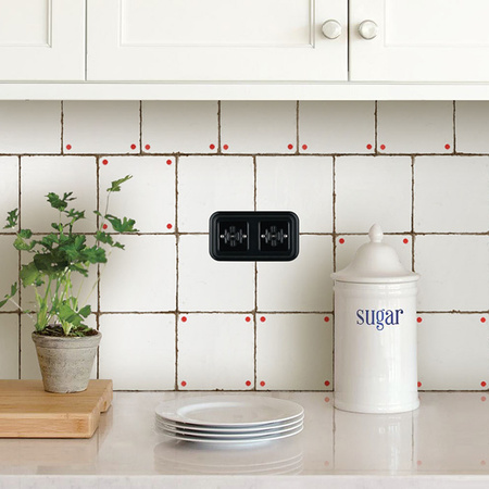 Włącznik światła schodowy obrotowy ceramiczny, okrągły z ramką, podtynkowy czarny Ceramic Loft