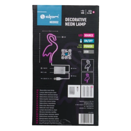 Neon LED "flaming", dekoracja LED 15x28,5cm zasilanie z baterii lub USB