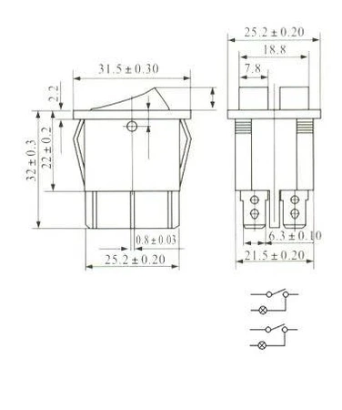 Przełącznik ON-ON bistabilny, RS2102-1C3B, czarny