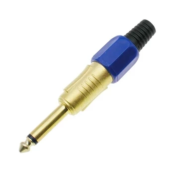 Wtyk jack 6.3 mono HQ niebieski gold