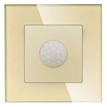 Czujnik ruchu PIR 200W (60W LED) złoty podtynkowy z ramką szklaną - TAWOIA Glass