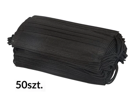 Zestaw 50x jednorazowa maska ochronna na twarz, kolor czarny