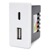 Ładowarka USB 20W super fast USB A+C biały, moduł 1/2 do ramki Tawoia Glass
