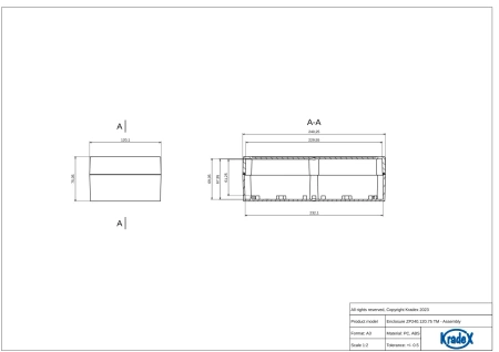 Obudowa hermetyczna ZP240.120.75 jasnoszara ABS