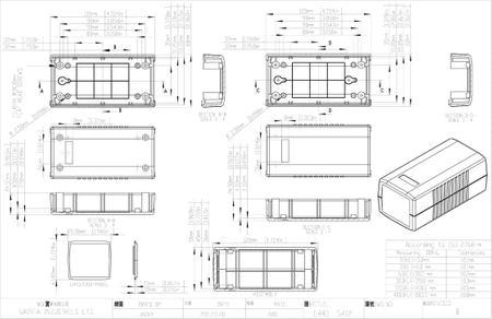 Obudowa 120x60, h=50mm ABS UL94V0, z panelem, G440