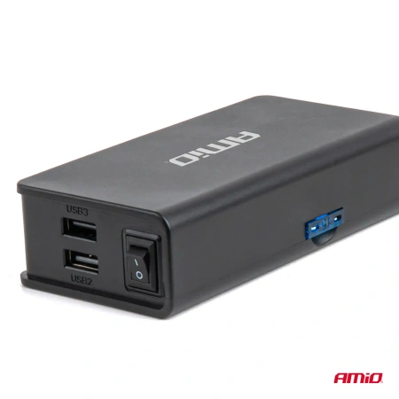 Rozgałęziacz gniazda zapalniczki 12/24V – 3x gniazdo + 3x USB-A + USB-C PD, 148W, ON/OFF AMIO-04836