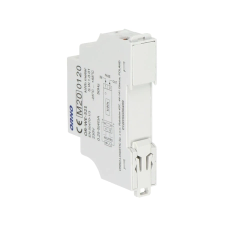 Licznik energii 1-fazowy, 40 A, certyfikat MID, na szynę DIN, ORNO OR-WE-521