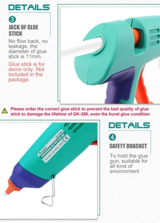 Pistolet do kleju na gorąco Proskit GK-389B, sztyfty 11mm, 100W