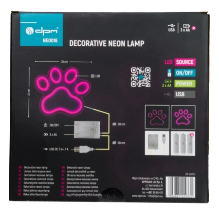 Neon LED "łapa", dekoracja LED 25x22cm zasilanie z baterii lub USB