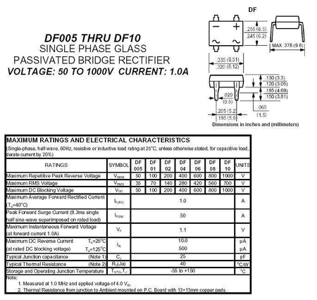 Mostek prostowniczy DF06 - 1A 600V DIL