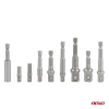 Zestaw 9 adapterów do wkrętarki z trzpieniem 1/4" HEX na nasadki 1/4", 3/8" i 1/2" - AMiO 04931