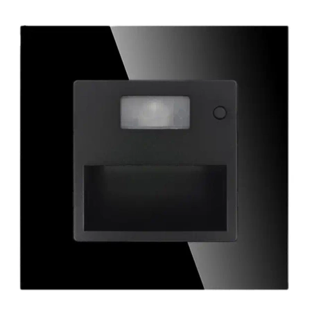 Lampka schodowa LED 230V 1.5W z czujką ruchu, światło białe neutralne 4500K, z ramką szklaną, czarna TAWOIA Glass