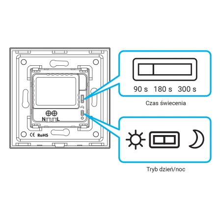 Moduł - Lampka schodowa podłogowa z czujką ruchu - szary, Tawoia Glass