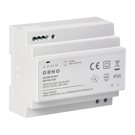 Zasilacz na szynę DIN 24VDC 6.25A 150W OR-PSU-1667