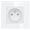 Gniazdo elektryczne pojedyncze z bolcem - szklana ramka - białe - Tawoia Glass