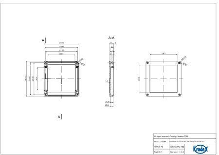 Obudowa hermetyczna ZP135.135.60 jasnoszara ABS