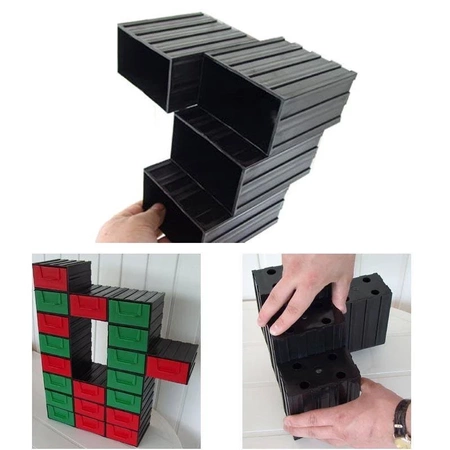 Magazynek szufladkowy modułowy, 20 czerwonych szufladek