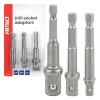 Zestaw 3 adapterów do wkrętarki z trzpieniem 1/4" HEX na nasadki 1/4", 3/8" i 1/2" - AMiO 04933