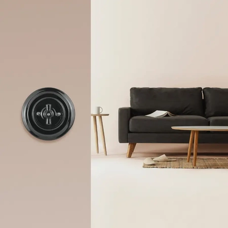 Włącznik światła schodowy obrotowy z ramką, ceramiczny, montaż podtynkowy, kolor czarny Ceramic Loft