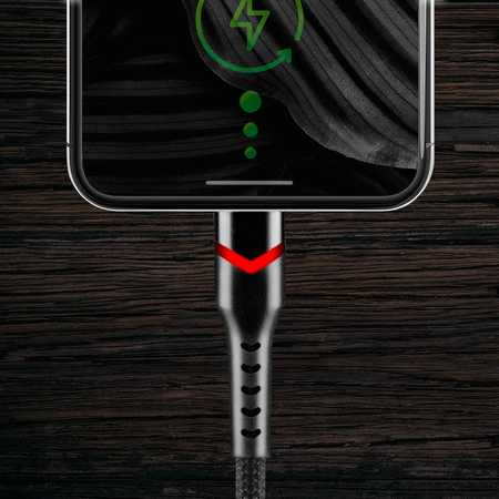 Kabel USB – USB-C RGB LED 1m, szybkie ładowanie 3A, pleciony, czarny – everActive CBB-1CBR