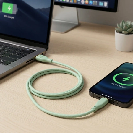 Kabel USB-A - USB-C, 2,4 A, 1 m, zielony, Miccell, MIC-004039