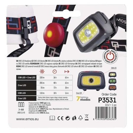 Latarka czołowa LED, EMOS P3531