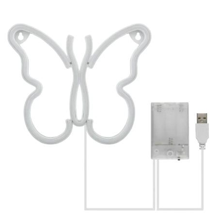 Neon LED "motyl", dekoracja LED 22,5x19,5cm zasilanie z baterii lub USB
