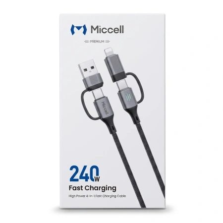 Kabel USB-C - USB-C, 240 W, 1 m, czarny, Miccell, VQ-D145