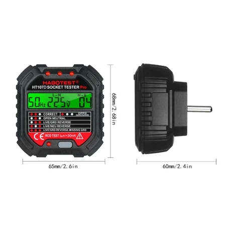 Tester gniazd z wyświetlaczem cyfrowym Habotest HT107D